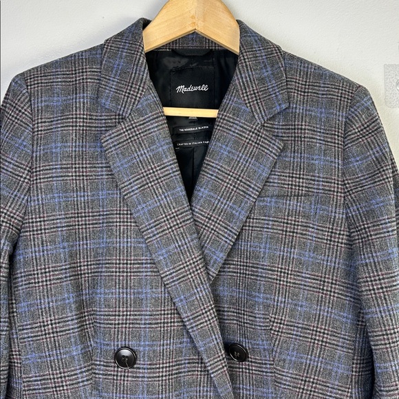 Madewell The Rosedale Blazer Italian Fabric Coat in Kyle Mini Glen Plaid Size 10 - Picture 4 of 16